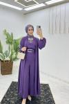 Mürdüm Premıum Fulya Abaya Tulum Takım Tesettür Giyim Mürdüm